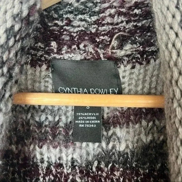 Cynthia Rowley Purple & Gray Stripe Knit Cardigan Sweater S - Picture 4 of 4